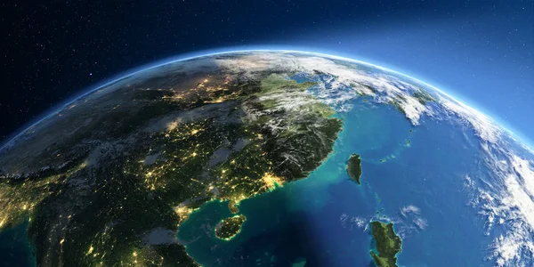 Detailed Earth. Eastern China and Taiwan — Stock Photo, Image