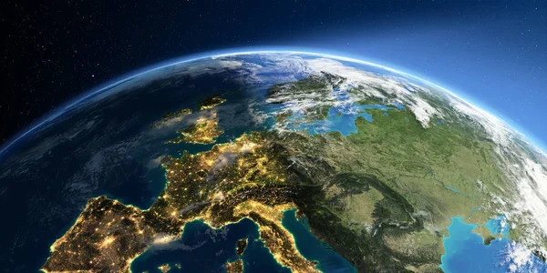 详细的地球。欧洲中部 — 图库照片