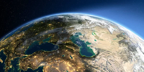 Detailed Earth. Europe. Caucasus and the Caspian Sea Stock Photo