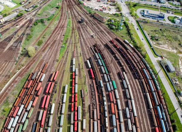 Vista aérea de los trenes — Foto de Stock