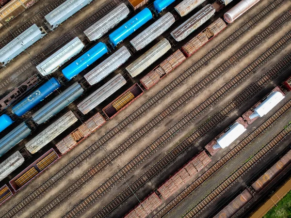 Vista aérea de los trenes — Foto de Stock