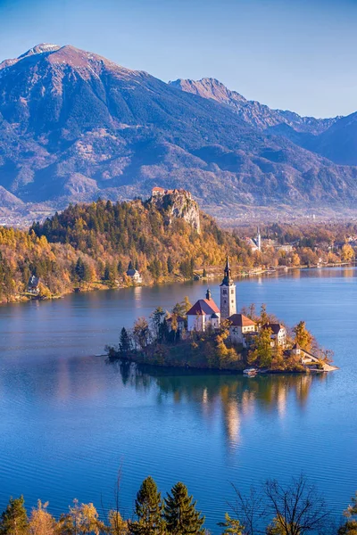 Lago Bled ea igreja na Eslovénia — Fotografia de Stock