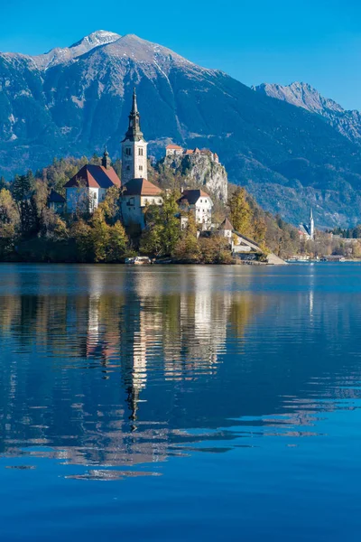 A templom, Bled, Szlovénia-sziget — Stock Fotó