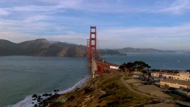 Golden Gate Köprüsü San Francisco Hava Görünümünü Abd — Stok video