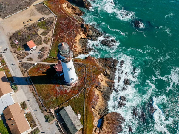 Widok lotniczy Pigeon Point Lighthouse w Kalifornii, USA — Zdjęcie stockowe