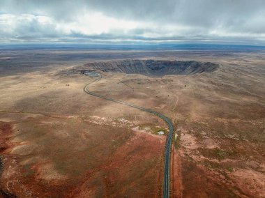 High angle aerial of Meteor Crater, Arizona. clipart
