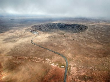 High angle aerial of Meteor Crater, Arizona. clipart