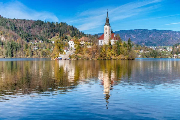 A templom, Bled, Szlovénia-sziget — Stock Fotó