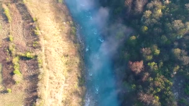 Bosna-Hersek'teki Drina Nehri'nin havadan görünümü — Stok video