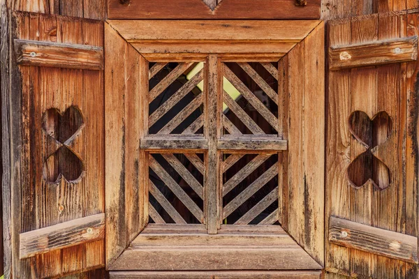Altes Fenster Einer Hütte Auf Der Seiser Alm Südtirol Italien — Stockfoto