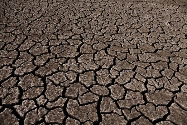 極端に乾燥した土壌表面の乾燥した地面のテクスチャのクローズ アップ — ストック写真