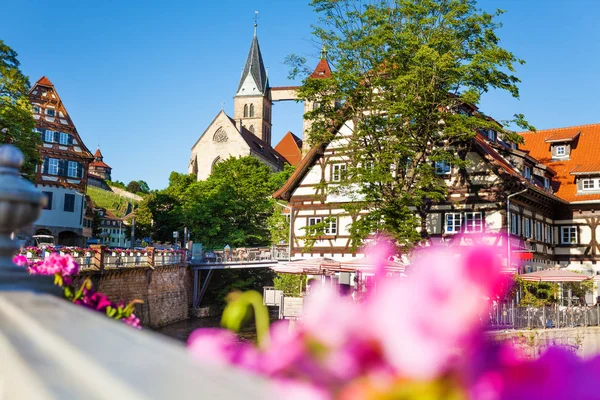 Bela Vista Esslingen Neckar Cidade Medieval Com Igreja São Dionísio — Fotografia de Stock
