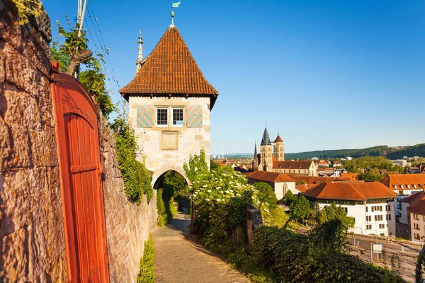 Середньовічних Будівель Становить Розглянений Neckarhaldentor Стежка Німеччина — стокове фото