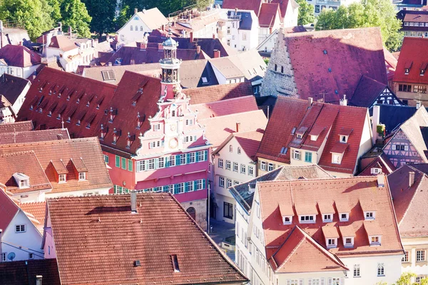 Vue Aérienne Ancienne Mairie Sur Place Marché Esslingen Allemagne — Photo