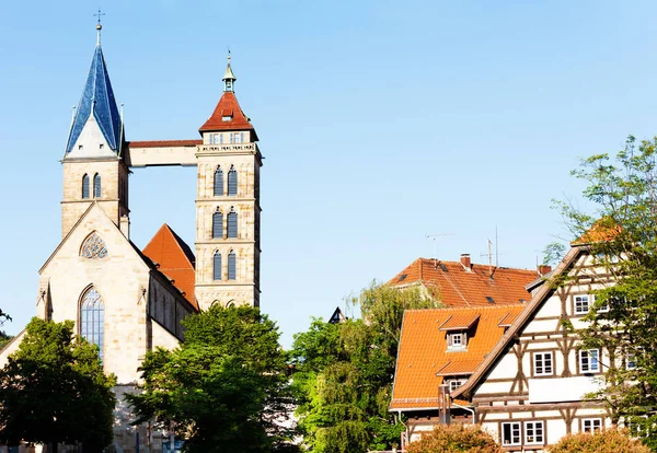 Famosa Chiesa San Dionigi Nella Piazza Del Mercato Esslingen Germania — Foto Stock