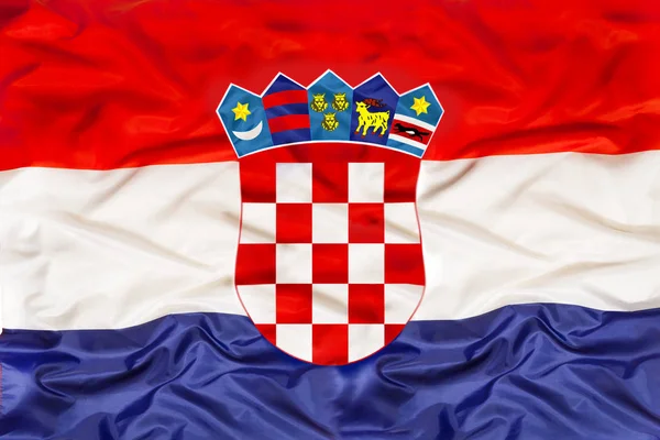 Croazia Stato Indipendente Bandiera Nazionale Striscione Primo Piano Con Tessitura — Foto Stock