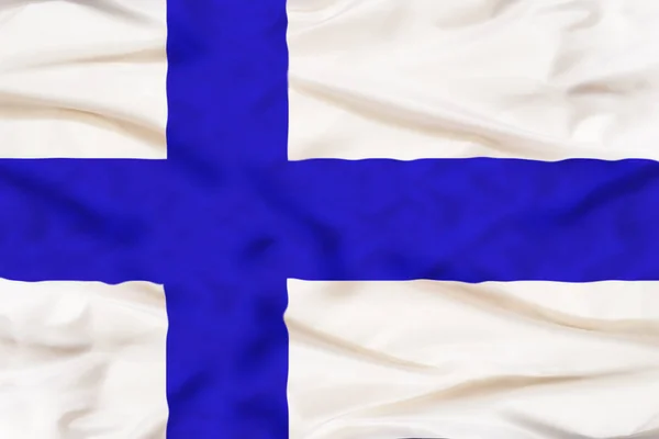 Φινλανδία Χώρα Ανεξάρτητο Κράτος Εθνική Σημαία Πανό Close Κουνώντας Υφή — Φωτογραφία Αρχείου