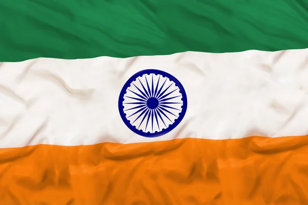 India Stato Indipendente Bandiera Nazionale Banner Close Con Tessitura Tessuto — Foto Stock