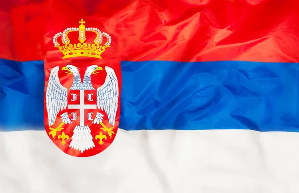 Serbia Country Independent State National Flag Banner Close Waving Fabric — Stock Photo, Image