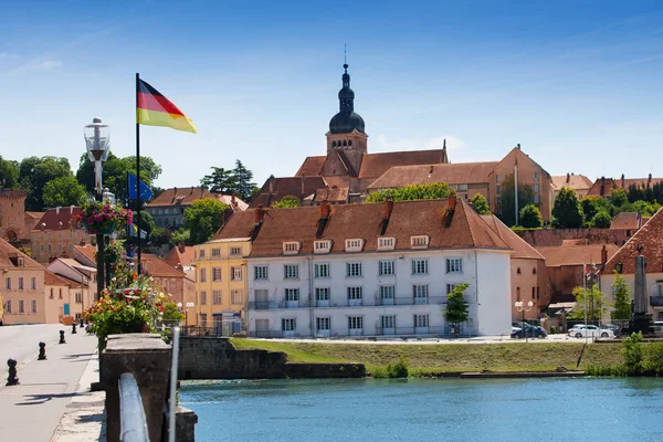 Grå Downtown Från Bron Över Saone Floden Haute Saône Institutionen — Stockfoto