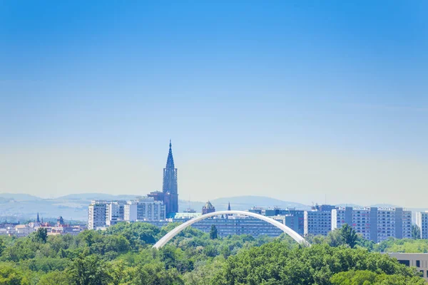 Panorama Strasbourg Från Tyska Kehl Stad Över Gränsen Med Fokus — Stockfoto