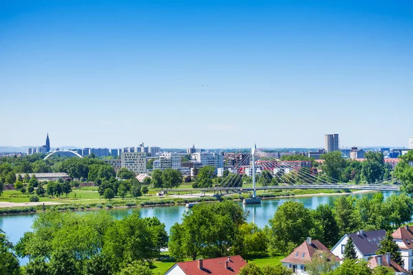 Panorama Štrasburku Přes Řeku Rýn Německého Kehlu Města Přes Hranice — Stock fotografie