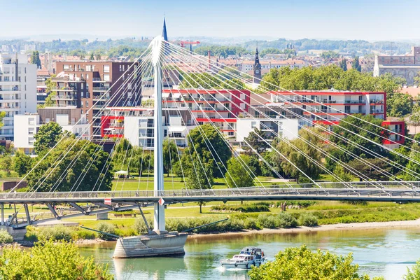 Visa Passerelle Des Deux Rives Bridge Och Strabourg Del Från — Stockfoto