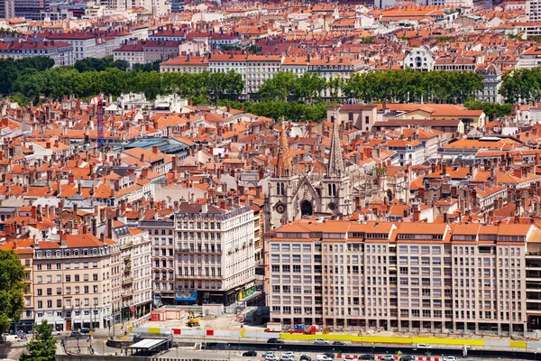 Vista Panorâmica Bairro Presqu Ile Igreja Saint Nizier Lyon França — Fotografia de Stock