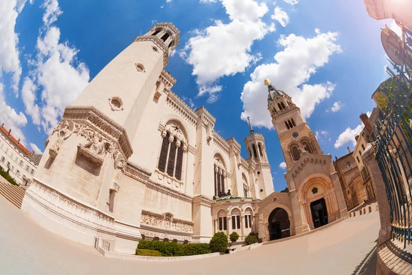 Fish Eye Picture Entrance Ancient Chapel Fourviere Hill Lyon France — Stock Photo, Image