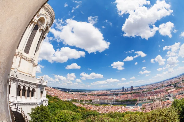 Panoramiczny Widok Lyon Esplanady Fourvière Słoneczny Dzień — Zdjęcie stockowe