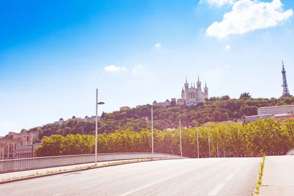 Prachtig Uitzicht Beroemde Basiliek Aan Bovenkant Van Fourviere Heuvel Lyon — Stockfoto
