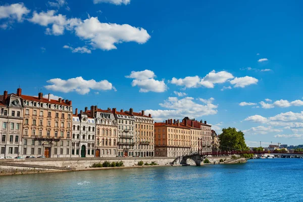 Beautiful Ancient Buildings Grande Synagogue Lyon Saint Georges Footbridge Saone — Stock Photo, Image