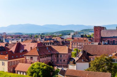 Beautiful cityscape of Belfort Old City against blue sky, France, Europe clipart