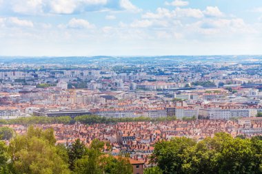 Lyon Güzel cityscape sırasında gün ışığı, havadan görünümü