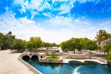 Les Jardins De La Fontaine Nimes, şehir, Güney Fransa'da, Gard bölümü başkenti