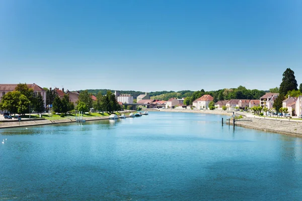 Panorama Saone Floden Från Bron Grå Stad Fransk Kommun Departementet — Stockfoto