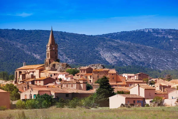 Panorama Village Capendu Avec Église Villes Dessus Montagne Dans Département — Photo