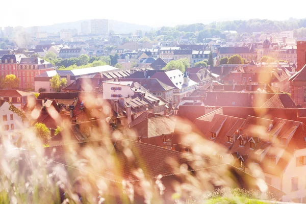 Luftaufnahme Der Altstadt Von Belfort Dunst Frankreich Europa — Stockfoto