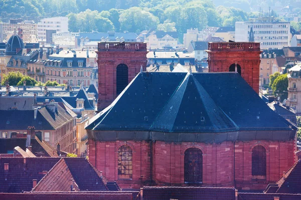 Achteraanzicht Van Kathedraal Van Saint Christopher Belfort Frankrijk — Stockfoto