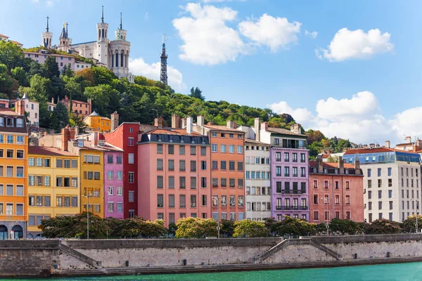 Scenic View Georges District Old Lyon Its Color Houses Basilica — Stock Photo, Image