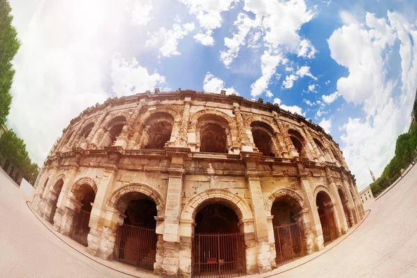 Front View Coliseum Amphitheater Nimes City Southern France Capital Gard — Stock Photo, Image