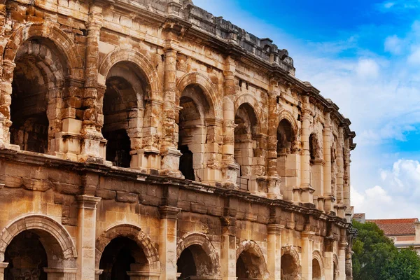 Koloseum Amfiteatr Antyczny Nimes Miasto Południowej Francji Stolica Departamentu Gard — Zdjęcie stockowe