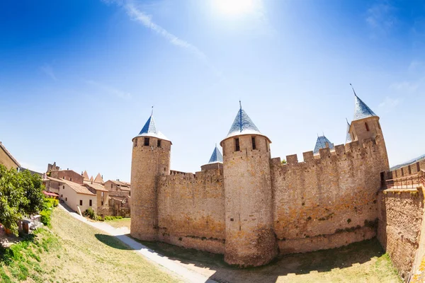 Kasteel Comtal Middeleeuwse Stad Carcassonne Zonnige Dag Frankrijk — Stockfoto