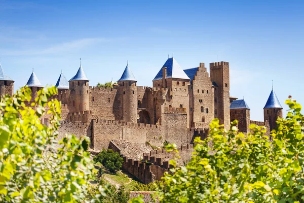 Västra Muren Berömda Citadellet Carcassonne Frankrike — Stockfoto