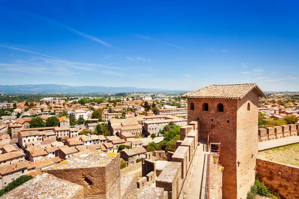 Bela Paisagem Urbana Moderna Cidade Carcassonne Vista Fortaleza Medieval — Fotografia de Stock