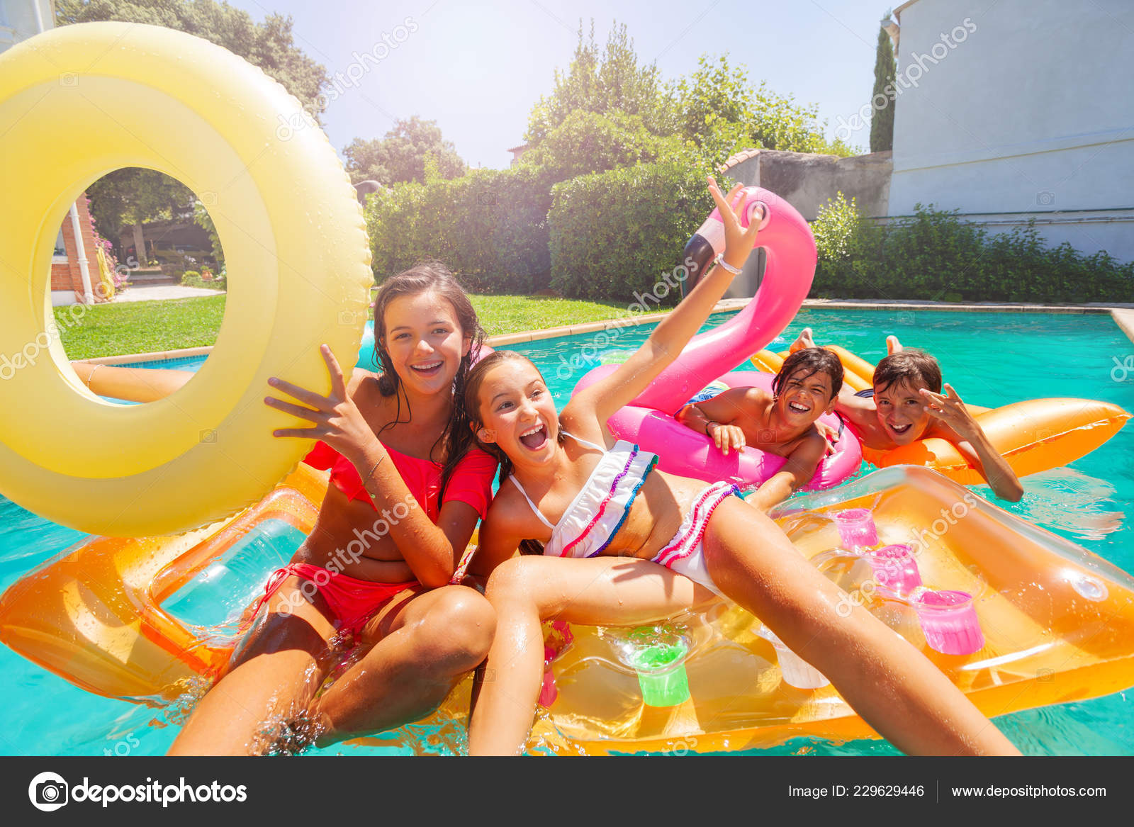 group pool floats