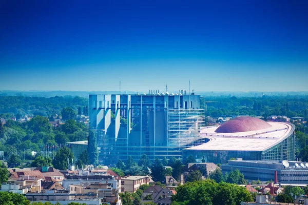 Panorama Parlamento Europeu Vista Catedral Notre Dame Strasbourg França — Fotografia de Stock