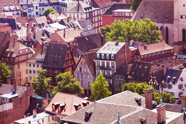 Case Tetti Vista Areale Del Centro Strasburgo Dalla Cattedrale Notre — Foto Stock