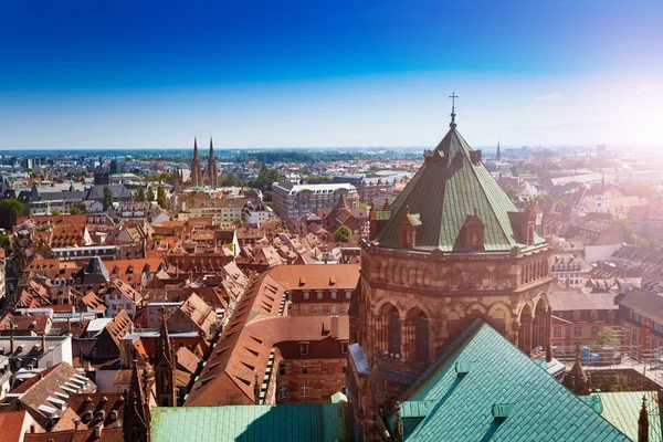 Kathedrale Notre Dame Strasbourg Kuppel Und Innenstadt Der Hauptstadt Der — Stockfoto