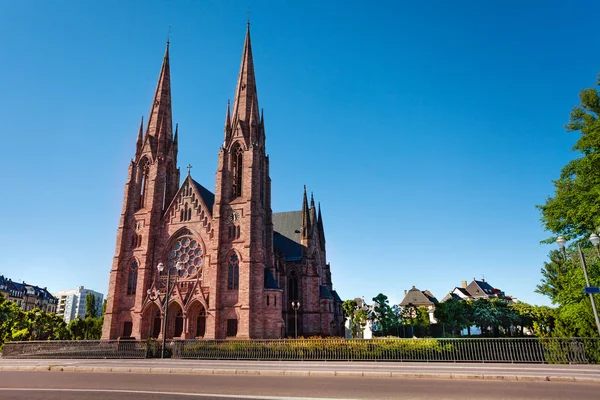 Iglesia San Pablo Vista Desde Pont Auvergne Estrasburgo Francia —  Fotos de Stock